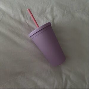 Purple Tumbler Cup with Pink Straw